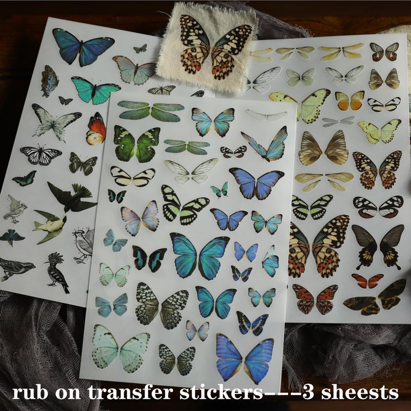 CATaireen Rub On Transfers for Crafts Pressure Transfer Stickers Fit Cloth Glass Acrylic Wood Furniture Stone Scrapbooking Stuff Small Vintage Junk Journal Supplies (Butterfly) - Image 3